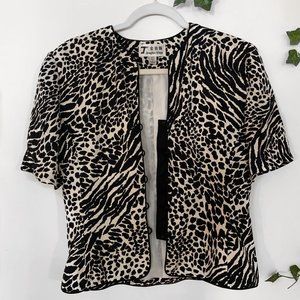 Vintage Animal Print Silk Blouse